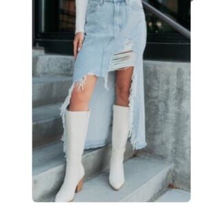 NanaMacs Light Blue High Low Denim Skirt